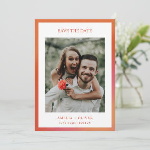 Save The Date Mariage dégradé orange rétro funky été