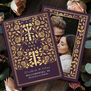 Save The Date Mariage d'épée médiévale d'Eggplant