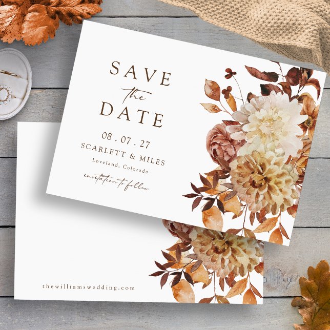 Save The Date Mariage des feuilles automnales (Elegant Fall Leaves Wedding Save The Date Invitation by Painted Paperie
)