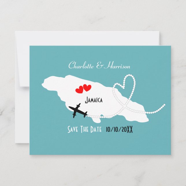 Save The Date Mariage Destination Jamaïque Enregistrer La Date (Devant)