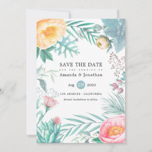 Save The Date Mariage d'été de plage florale tropicale