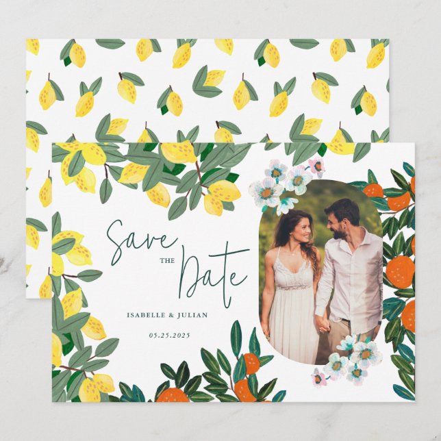 Save The Date Mariage d'été Lemon Italie (Devant / Derrière)