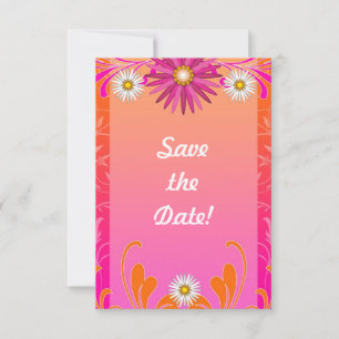 Save The Date Mariage d'été rose et orange
