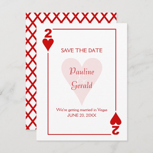 Save The Date Mariage Deux Cœurs de Las Vegas (Devant / Derrière)