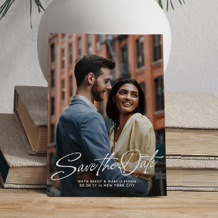 Save The Date Mariage deux photos de style script élégant