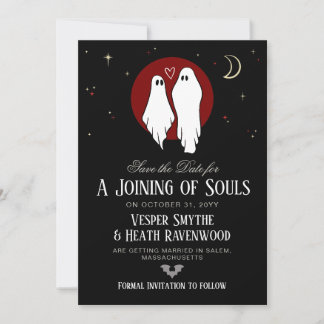 Save The Date Mariage d'Halloween pour l'Union des Âmes Rouges