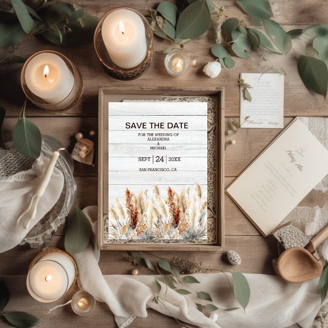 Save The Date Mariage d'herbe Pampas d'automne (Créateur téléchargé)