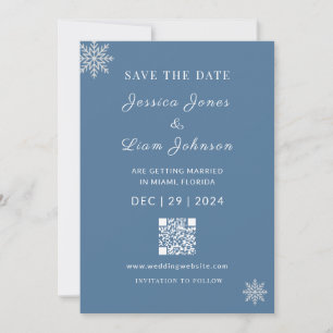 Save The Date Mariage d'hiver blanc Dusty minimalisteCode QR