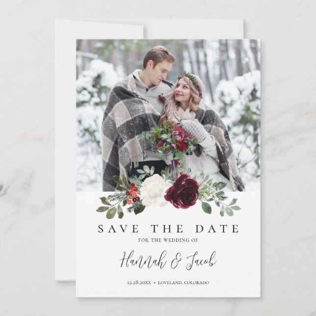 Save The Date Mariage d'hiver de Noël élégant (Devant)