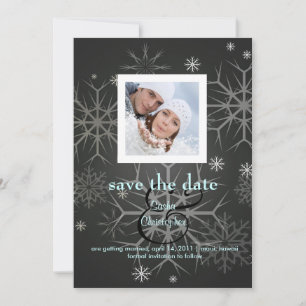Save The Date Mariage d'Hiver, flocons de neige/photo/ Épargnez 
