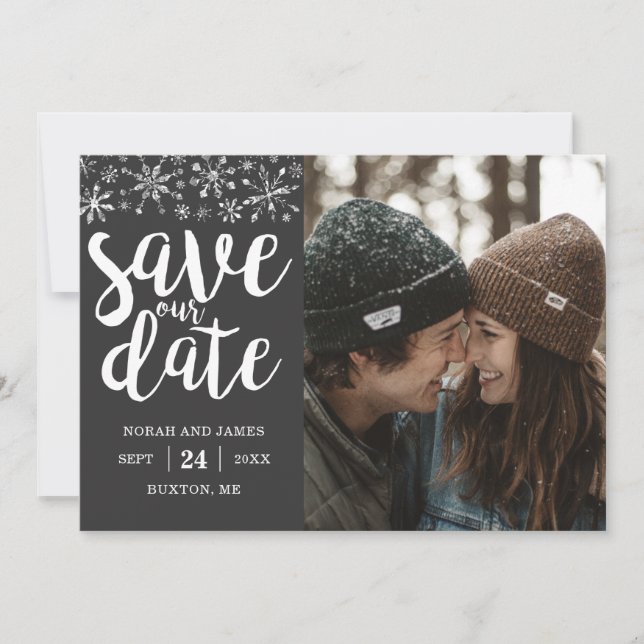 Save The Date Mariage d'hiver Photo personnalisée Enregistrer no (Devant)