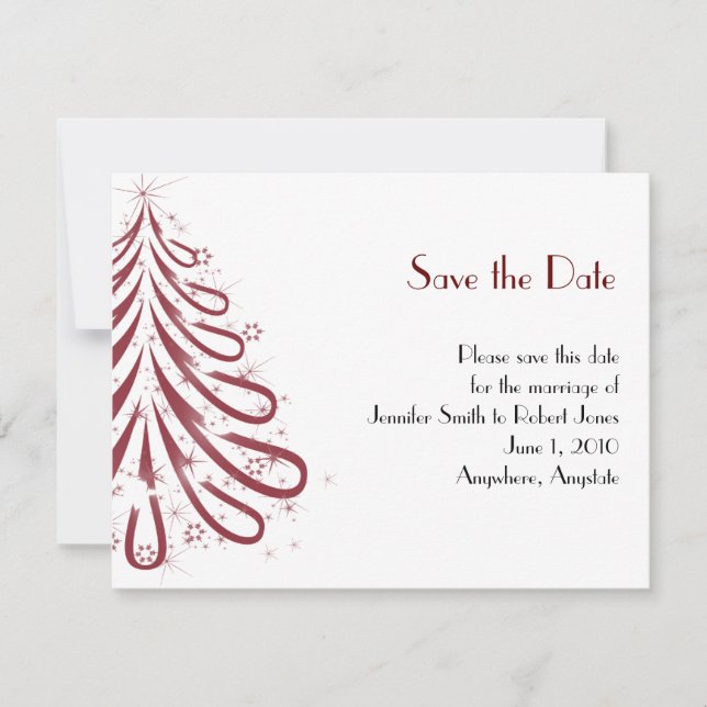 Save The Date Mariage d'hiver rouge et blanc Enregistrer la date (Devant)
