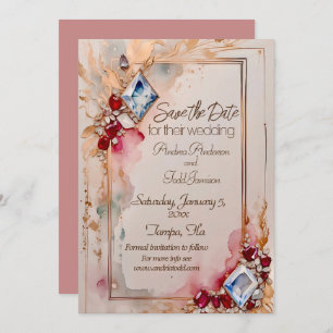 Save The Date Mariage diamant et rubis