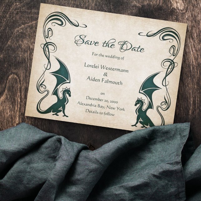 Save The Date Mariage d'Imaginaire médiéval Dragon (Créateur téléchargé)