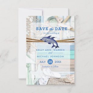 Save The Date Mariage Dolphin en bord de mer - Enregistrer la da