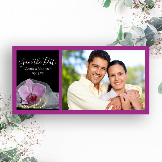 Save The Date Mariage d'orchidée rose et de perles Enregistrer l (Créateur téléchargé)