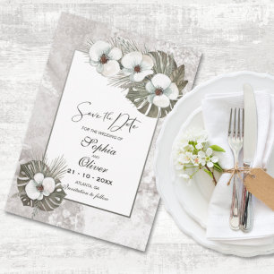 Save The Date Mariage d'orchidées blanches tropicales Enregistre