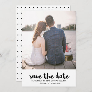 Save The Date Mariage Dots noir et blanc Enregistrer la photo de