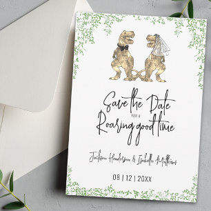 Save The Date Mariage drôle de dinosaure mariée et marié