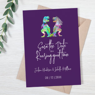 Save The Date Mariage drôle de dinosaure mariée et marié