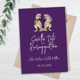 Save The Date Mariage drôle de dinosaure mariée et marié
