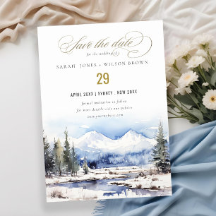 Save The Date Mariage du paysage skiable de la montagne de neige