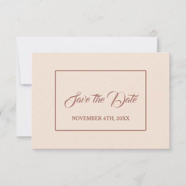Save The Date Mariage Écriture Main Ivoire Abricot Foncé Moderne (Devant)