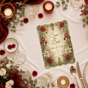 Save The Date Mariage Élégance Florale Art Nouveau Romantique