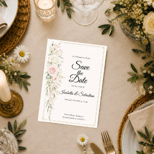 Save The Date Mariage Élégance Rose Rouge Romantique