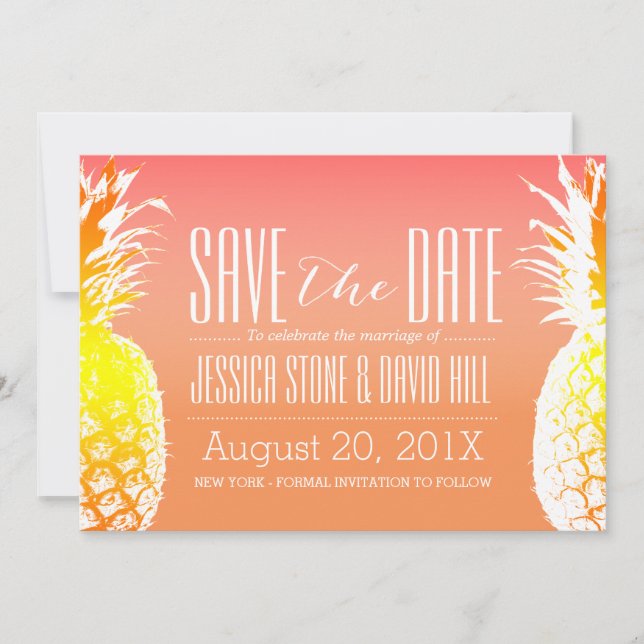 Save The Date Mariage élégant à l'ananas tropical Enregistrer la (Devant)