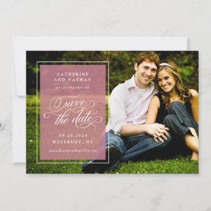 Save The Date Mariage élégant à l'écriture classique blanche et 