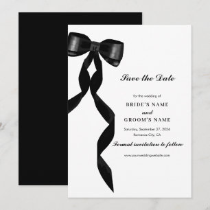 Save The Date Mariage élégant au ruban noir