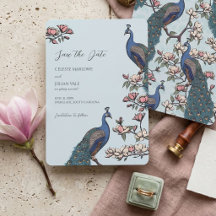 Mariage élégant au thème floral bleu paon