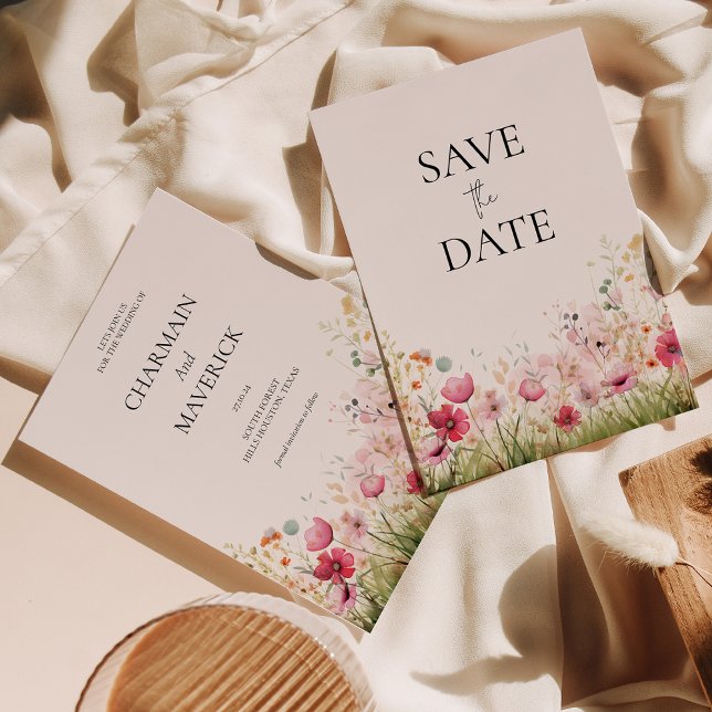 Save The Date Mariage Élégant aux Fleurs Sauvages  (Créateur téléchargé)
