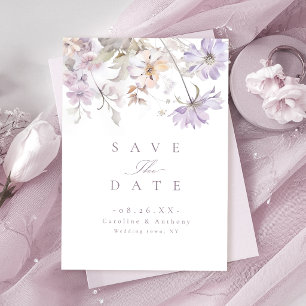 Save The Date Mariage Élégant Botanique Floral Boho Violet