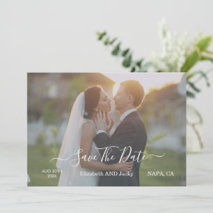 Save The Date Mariage Élégant Classique Calligraphie Noir et Bla