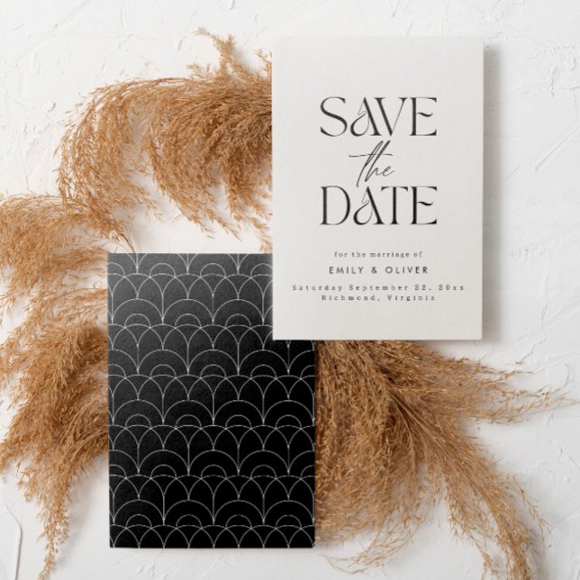 Save The Date Mariage élégant crème noir typographie moderne gra (Créateur téléchargé)