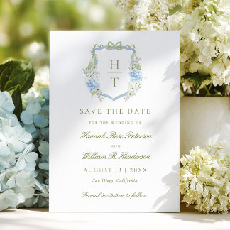 Save The Date Mariage Élégant Crête Hydrangea
