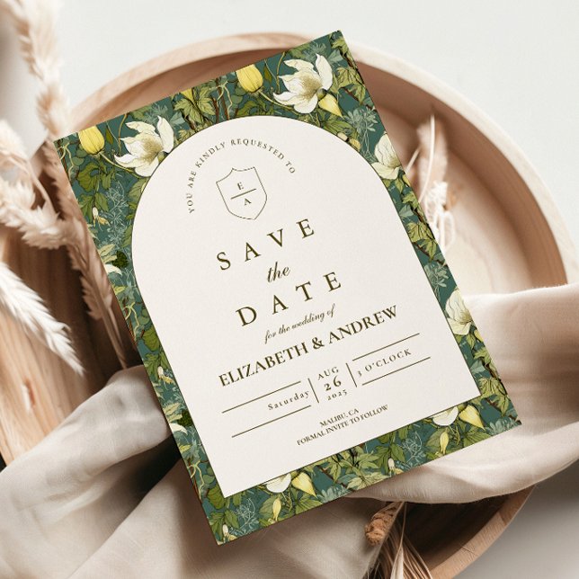 Save The Date Mariage élégant dans un jardin botanique avec arch (Créateur téléchargé)