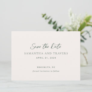 Save The Date Mariage Élégant de Traditionnelle Forêt Verte