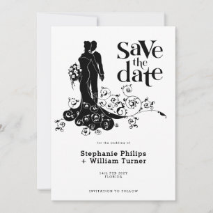 Save The Date Mariage Élégant des Mariés Silhouette