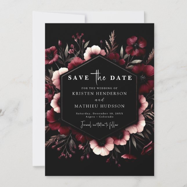 Save The Date Mariage élégant Earthy Burgundy (Devant)