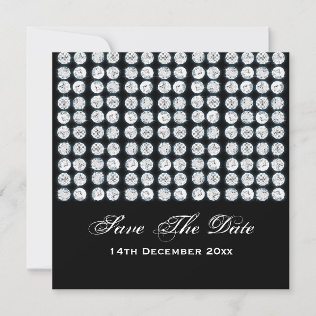 Save The Date Mariage Élégant Enregistrer La Date Diamants Argen (Devant)
