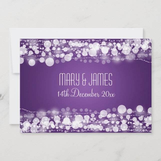 Save The Date Mariage Élégant Enregistrer La Date Dotée Violet (Devant)
