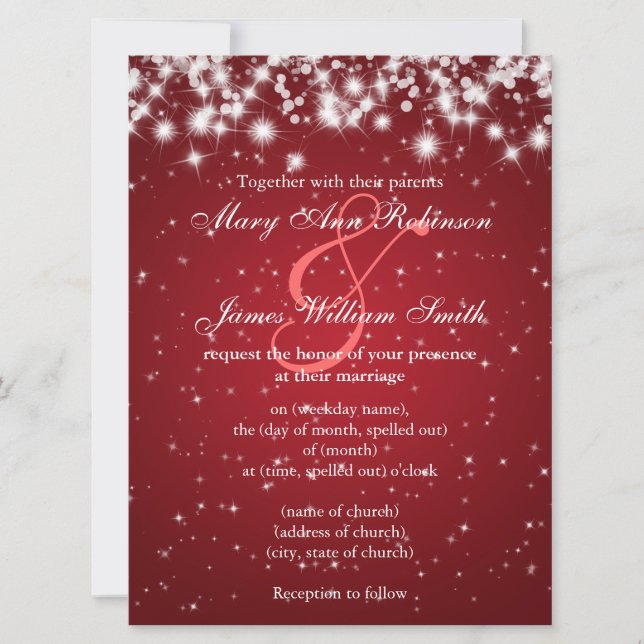 Save The Date Mariage Élégant Enregistrer La Date Hiver Étincell (Devant)