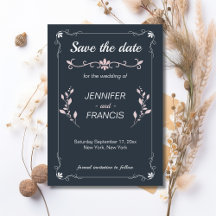 Mariage élégant et chic bleu marine et rose