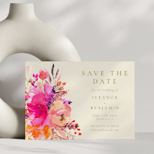 Save The Date Mariage élégant floral aquarelle rose chic moderne