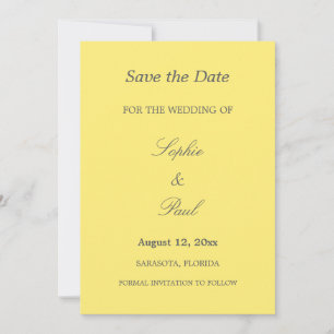 Save The Date Mariage élégant gris jaune Enregistrer la date