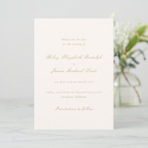 Save The Date Mariage Élégant Ivoire et Or Clair