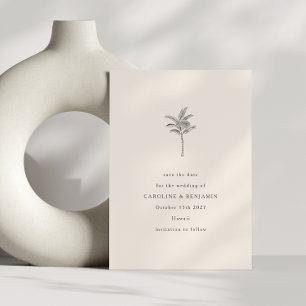 Save The Date Mariage élégant minimaliste Ecru Palm Tree Line Ar